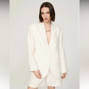Anine Bing Quinn Linen Blazer | Cream | Size S